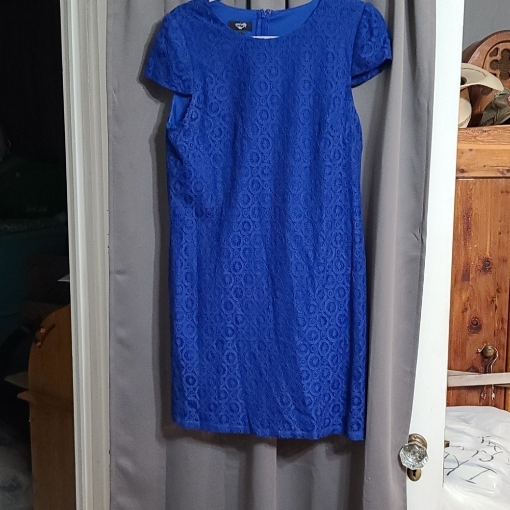 Suzi Chin Womens Dress Royal Blue Lacy size 10 EUC